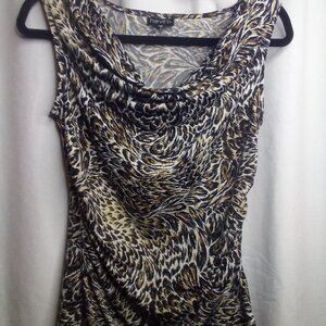 Harve B. Blouse Women S Sleeveless Career Animal Print Brown Black